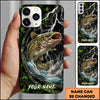 Maxcorners Bass Fishing Phone Case Neon Lightning Hexagon Water Splash Design Personalized Name Phone Case (12 Fish Species)