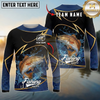Maxcorners Fishing Water Splash Personalized Name, Team Name Long Sleeve Shirt (9 Breeds)