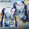 Maxcorners Fishing Water Splash Lightning Pattern Personalized Name, Team Name Long Sleeve Shirt (9 Breeds)