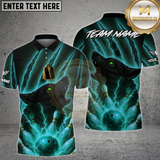 Maxcorners Bowling Shirt Lightning Wolf Strike Multioptions Personalized Name, Team Name Unisex 3D Shirt (4 Colors)