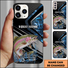 Maxcorners Trout Fishing Blue Smoke Splash Tech Style Personalized Name Phone Case