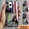 Maxcorners Fishing American Flag Patriotic Splash Personalized Name Phone Case (10 Fish Species)