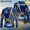 Maxcorners Fishing Sport Stripe Scale Pattern Personalized Name, Team Name Long Sleeve Shirt (9 Breeds)