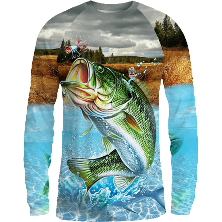 Maxcorners Customize Name Fishing  Lake View With Bass 3D Shirts