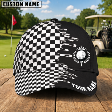 Maxcorners Royal Checkered 3D Golf Personalized Name Cap