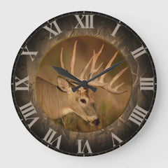 Maxcorners Large Round White Tail Buck Clock TU3012