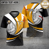 Maxcorners Volleyball Dynamic Curve Modern Club Style Multicolor Options Personalized 3D V-neck T-Shirt