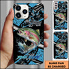 Maxcorners Fishing Blue Grunge Paint Splash Dynamic Art Personalized Name Phone Case (10 Fish Species)