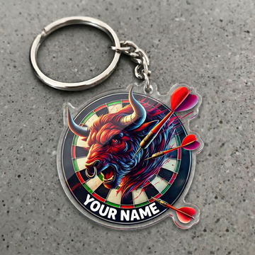 Maxcorners Furious Bull Darts Personalized Name Keychain
