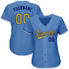 Maxcorners Custom Light Blue Old Gold-Royal Authentic Baseball Jersey LM2605