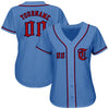 Maxcorners Custom Light Blue Red-Navy Authentic Baseball Jersey LM2605