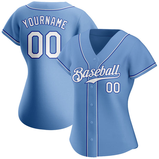 Maxcorners Custom Light Blue White-Royal Authentic Baseball Jersey LM2605