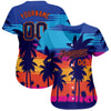 Maxcorners Custom Royal Navy-Orange 3D Pattern Design Palm Trees Authentic Baseball Jersey LM2605