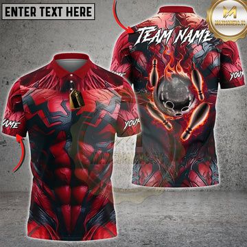 Maxcorners Bowling Red Symbiote Carnage Power Multiple Options Personalized Name, Team Name 3D Shirt