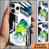 Maxcorners Fishing Phone Case Splash Water Honeycomb Black White Sport Design Personalized Name Phone Case (8 Fish Species)