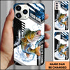 Maxcorners Fishing Phone Case Splash Water Honeycomb Black White Sport Design Personalized Name Phone Case (8 Fish Species)