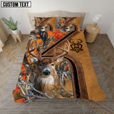 Maxcorners Deer Hunting Orange Camo Real Tree Forest Leather Stripe Bedding Set 3D All Over Printed