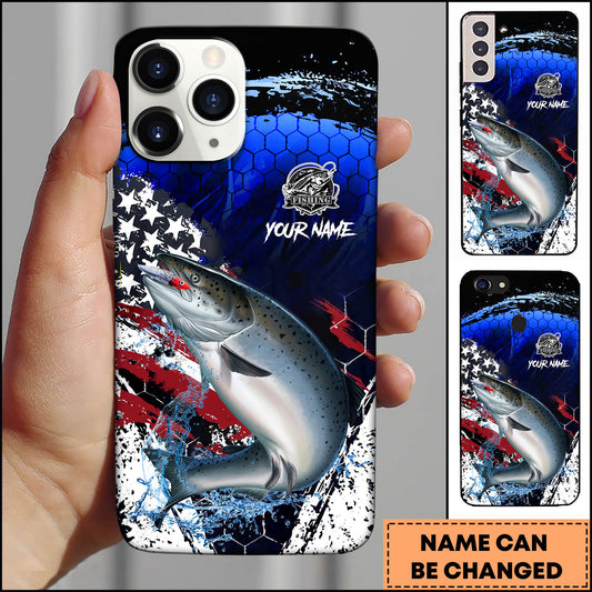 Maxcorners Chinook USA Flag Honeycomb Blue Red Splash Art Personalized Name Phone Case