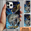 Maxcorners Fishing Blue Honeycomb Splash Art Personalized Name Phone Case (10 Fish Species)