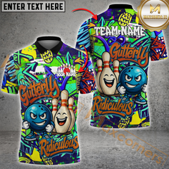 Maxcorners Bowling Graffiti Funny Gutterly Ridiculous Multicolor Customized Name, Team Name 3D Shirts