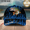 Maxcorners Fishing Blue Flame Pattern Personalized 3D Cap (10 Breeds)