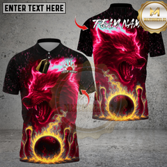 Maxcorners Bowling Wolf Flame Multioptions Personalized Name, Team Name Unisex 3D Shirts