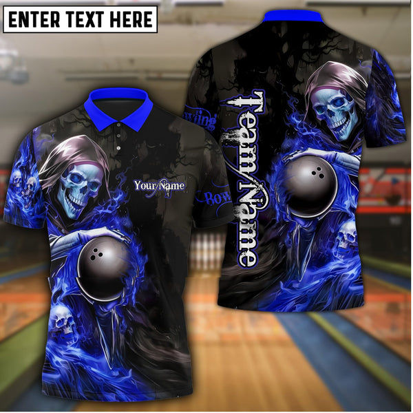 Maxcorners Skull Flame Bowling Jersey Multicolor Options Personalized Name, Team Name 3D Shirt