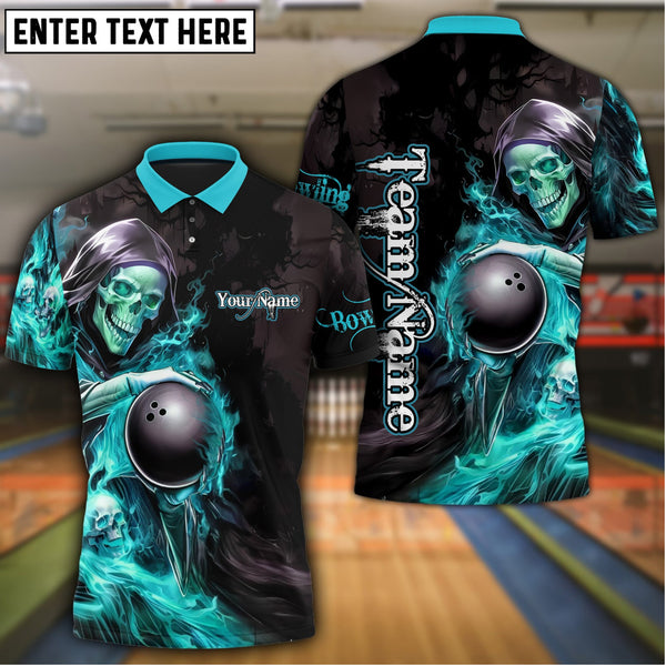 Maxcorners Skull Flame Bowling Jersey Multicolor Options Personalized Name, Team Name 3D Shirt