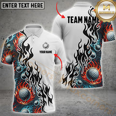 Maxcorners Golf Ball Fire Customized Name, Team Name 3D Shirt