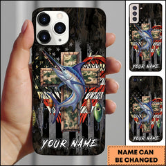 Maxcorners Marlin Fishing Camo Cross Fishing Lure Art Personalized Name Phone Case