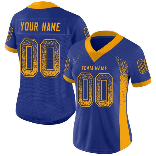 Maxcorners Custom Royal Gold-Navy Drift Fashion Football Jersey LM2605
