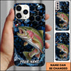 Maxcorners Bass Fishing Phone Case Blue Ocean Hexagon Lure Art Design Custom Angler Name Phone Case (12 Fish Species)