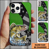 Maxcorners Fishing Neon Green Honeycomb Wave Splash Personalized Name Phone Case (10 Fish Species)