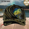 Maxcorners Fishing Black Olive Woodland Wave Customized Name 3D Cap