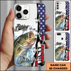 Maxcorners Fishing American Flag Patriotic Water Splash Personalized Name Phone Case (10 Fish Species)