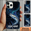Maxcorners Deep Blue Swirl Compass Art Custom Name Fishing Phone Case