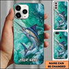 Maxcorners Fishing Teal Aqua Marble Wave Customized Name 3D Cap