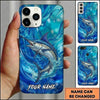 Maxcorners Fishing Blue Liquid Wave Customized Name 3D Phone Case