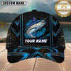Maxcorners Fishing Neon Blue Geometric Black Mesh Customized Name 3D Cap