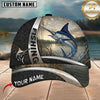 Maxcorners Fishing Black Hexagon Silver Accent Customized Name 3D Cap