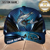 Maxcorners Fishing Deep Blue Fish Scale Metallic Mesh Customized Name 3D Cap