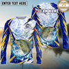 Maxcorners Fishing Water Splash Lightning Pattern Personalized Name, Team Name Long Sleeve Shirt (9 Breeds)
