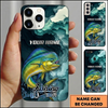Maxcorners Geometric Blue Ripple Custom Name Fishing Phone Case
