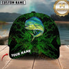 Maxcorners Fishing Black Neon Green Splash Customized Name 3D Cap