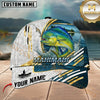 Maxcorners Fishing Blue Gold Water Camo Strike Customized Name 3D Cap