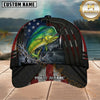 Maxcorners Fishing American Flag Night Lake Splash Customized Name 3D Cap