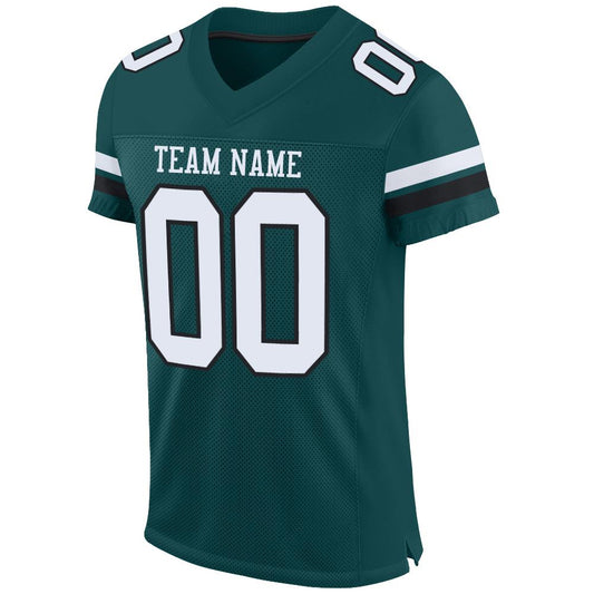 Maxcorners Custom Midnight Green White-Black Mesh Authentic Football Jersey LM2605