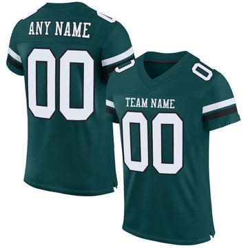 Maxcorners Custom Midnight Green White-Black Mesh Authentic Football Jersey LM2605
