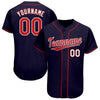 Maxcorners Custom Navy Red-White Baseball Jersey LM2605