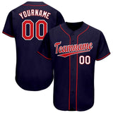 Custom Navy Red-White 3D Authentic Baseball Jersey